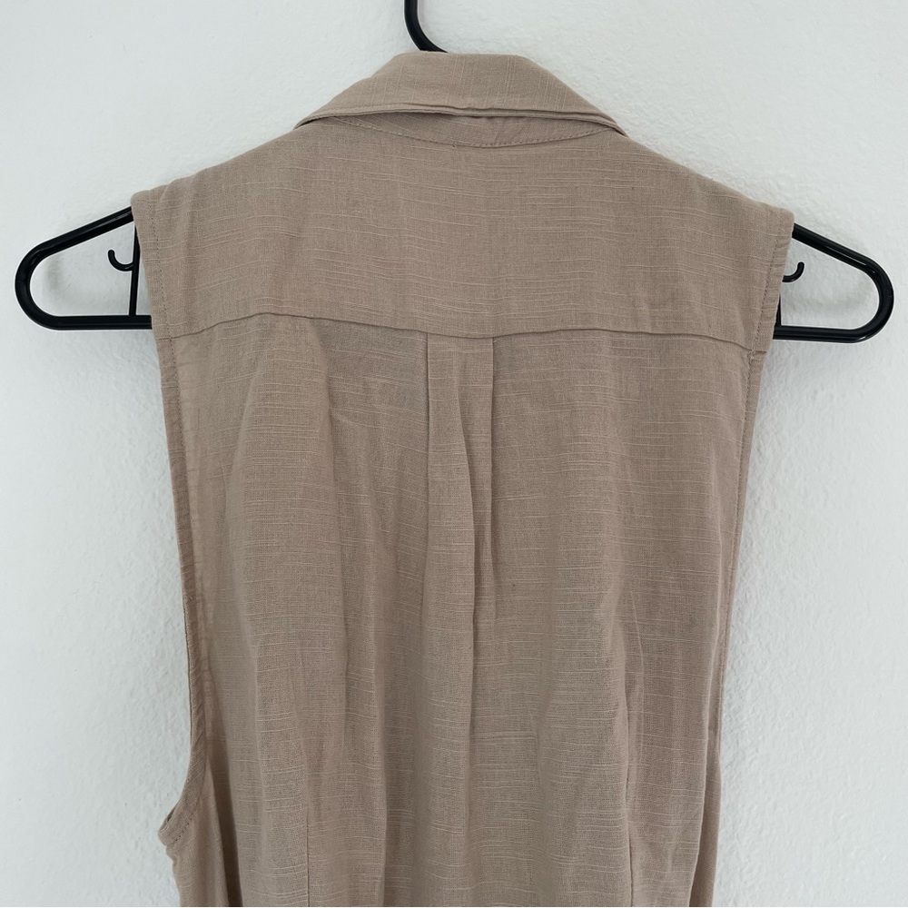 Free People Hepburn Cotton Trench Dress Tan Size 4 Belted Button Front Mini - Picture 9 of 13